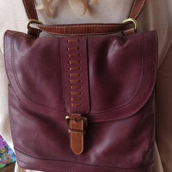 Nino BOSSI Genuine Leather Backpack Burgundy Leather Backpack / Purse main image 8